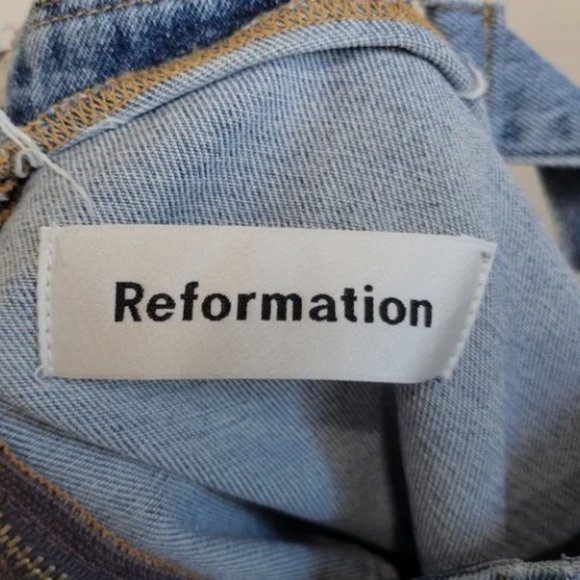 Reformation Kayla Denim Corset Lace Up Mini Dress Light Wash Boho Blue Size 8 - Picture 5 of 5